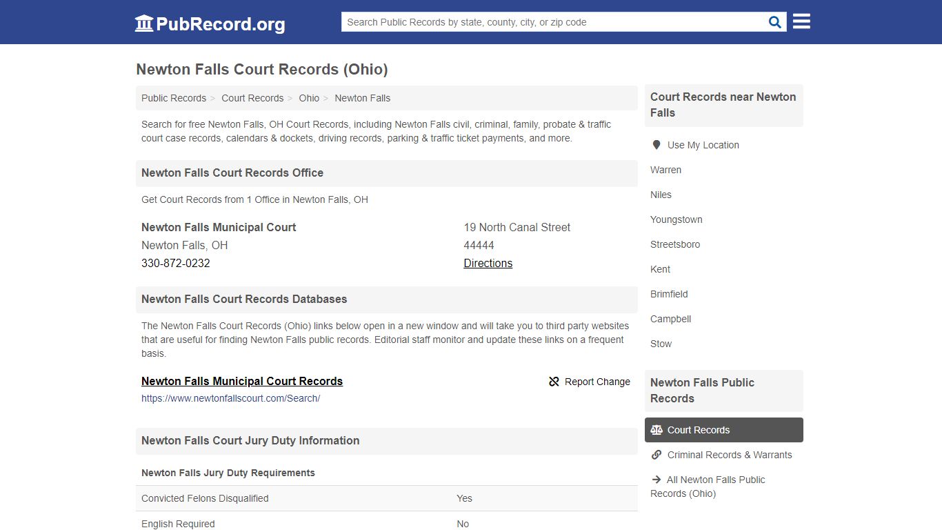 Free Newton Falls Court Records (Ohio Court Records)